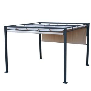 Gazebo pergola acciaio 3x3m con tende laterali poliestere