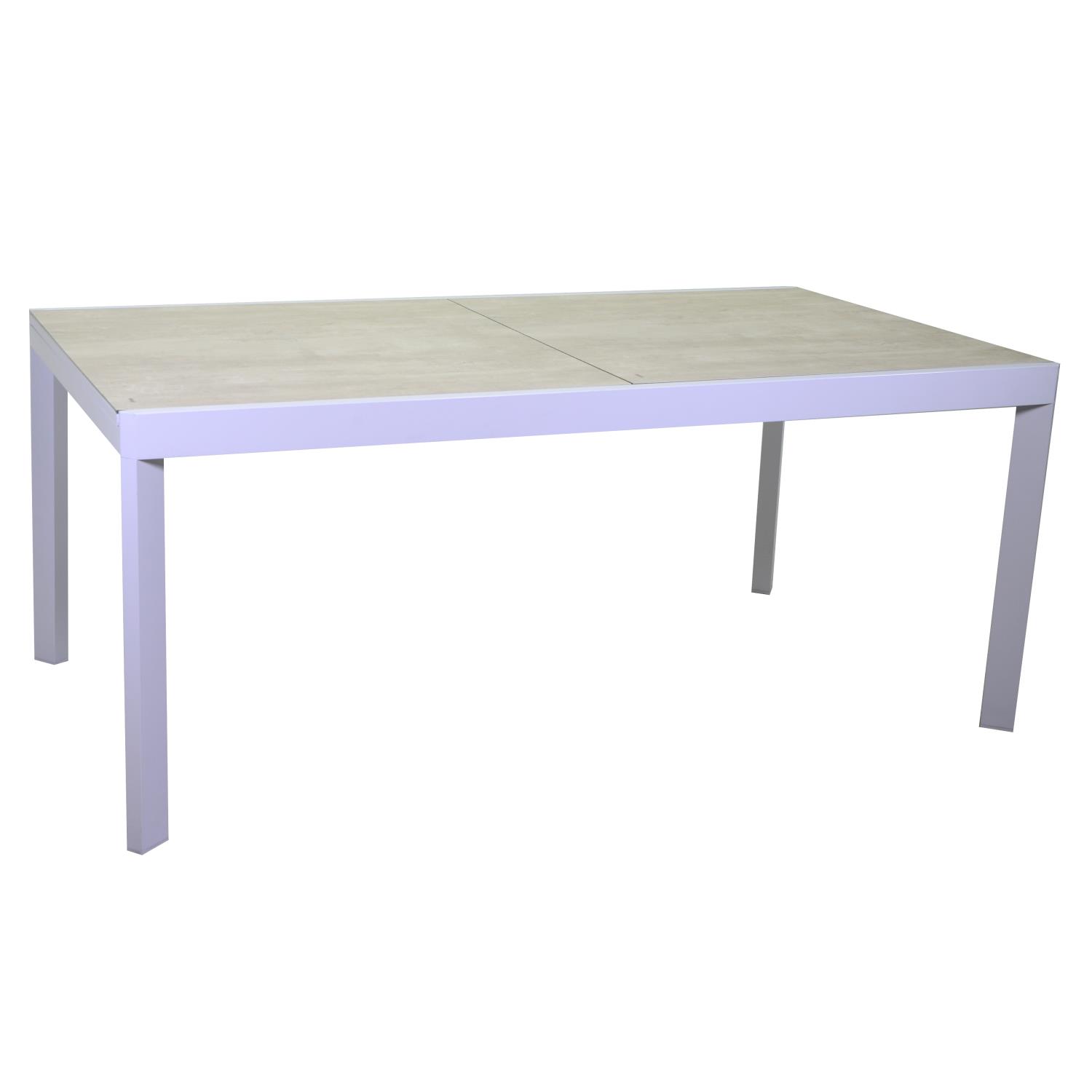 Tavolo alluminio all. Portland top vetro ceramica bianco opaco cm180/240x100h75