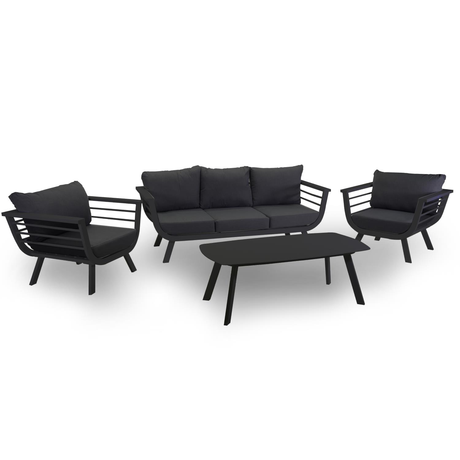 Salotto alluminio California antracite cuscini grigio