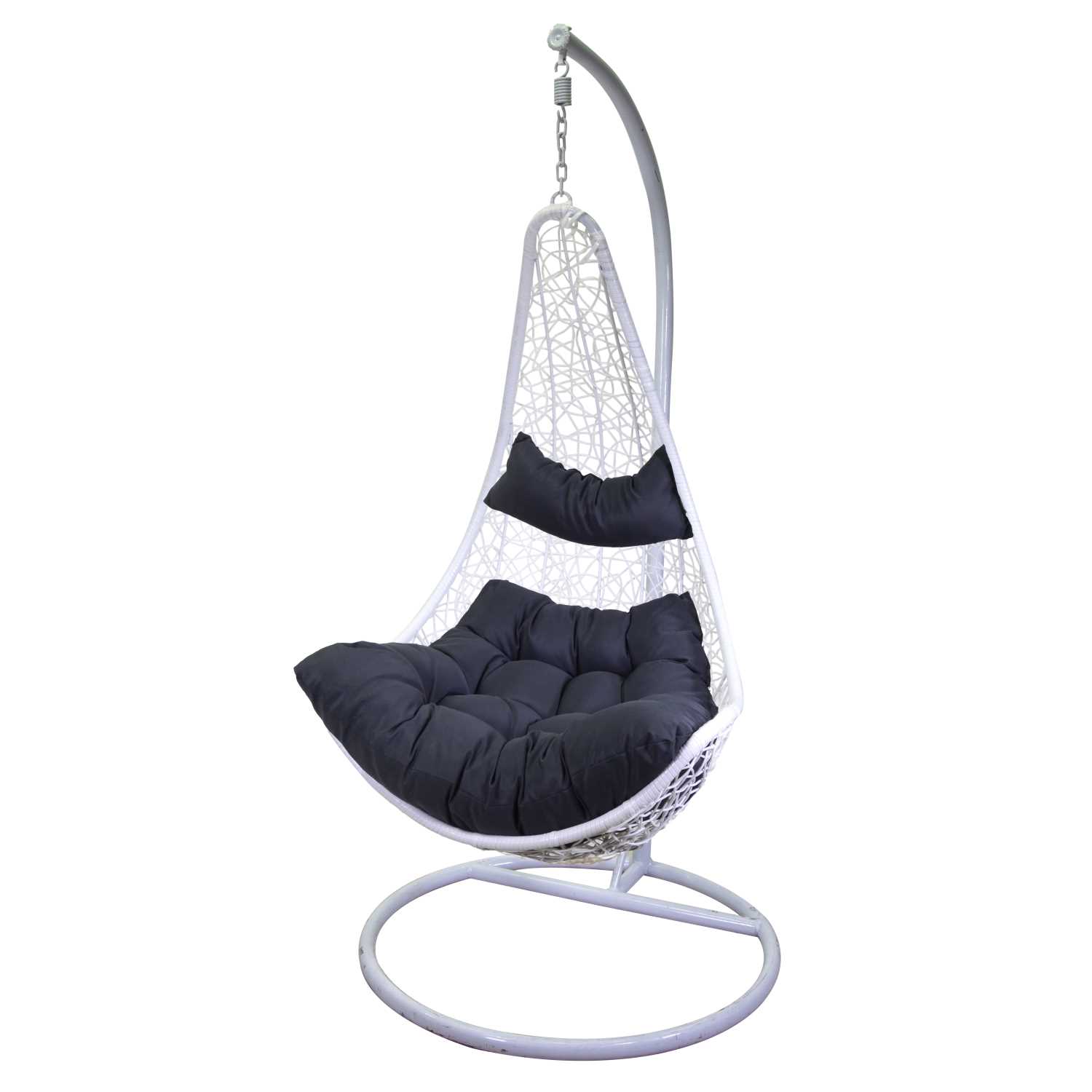 Dondolo pensile Cosmo bianco csupporto e cuscino grigio cm82x65h124