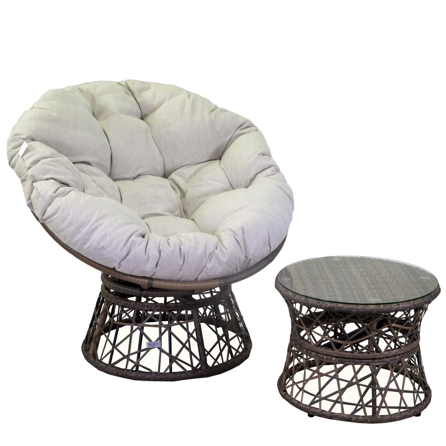 Poltrona alluminio polyrattan COLUMBIA papasan cuscino e tavolino